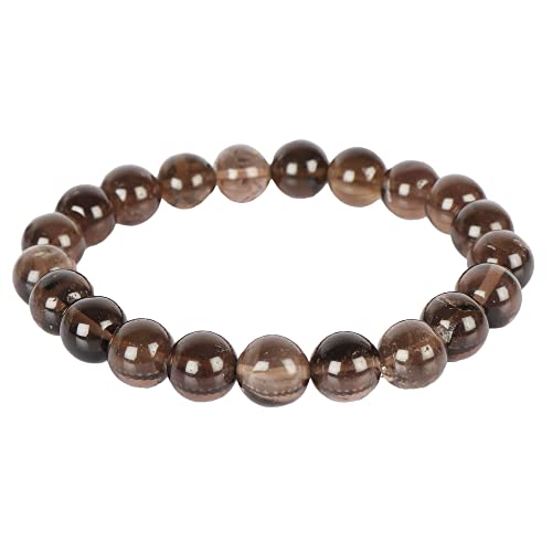 GEMHUB Natural Stretch Gemstone Bracelet 8mm Beads 7 Inch to 8.5 inch Healing Crystal Energy Smoky Quartz Chakras Jewelry for Women Men Girl Birthday Gift Natural Quartz Bracelet