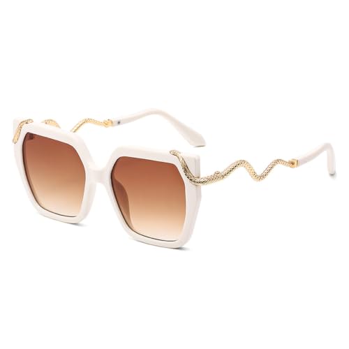 Lunettes de soleil femme oversize polygone en métal et verres dégradés