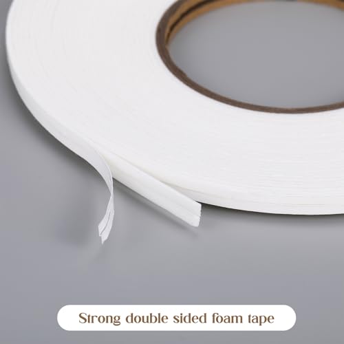 Image of Tatuo 2 Rolls Double Sided Foam Tape PE Foam Tape Sponge Soft Mounting Adhesive for DIY Craft Picture Poster Hanging(1 /8 Inch by 33 Feet,White)