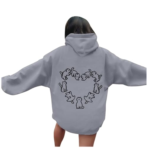 Image of Generisch Women's Autumn Sweatshirt with Heat Transfer Print, Casual Long Sleeve Hoodie for Cool Days, Comfortable Cotton Blend, Plus Sizes Available, Light grey, XXL