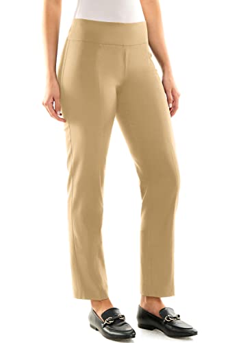 Zac & Rachel Women's Petite Millennium Fabric Pull-On Slim Leg Pant, Chino, 10P