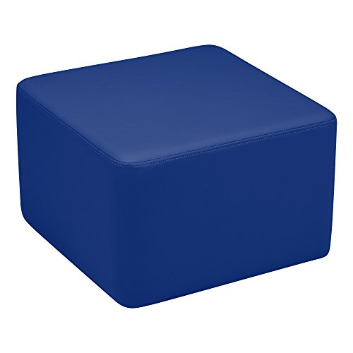 Image of Sprogs 12 inch H Structured Cube Stool -Flexible Modular Collaborative Soft Seating for Office, Home, Lounge and School Classrooms with Durable Frame & Set of 2 inch Legs Add-on - Blue