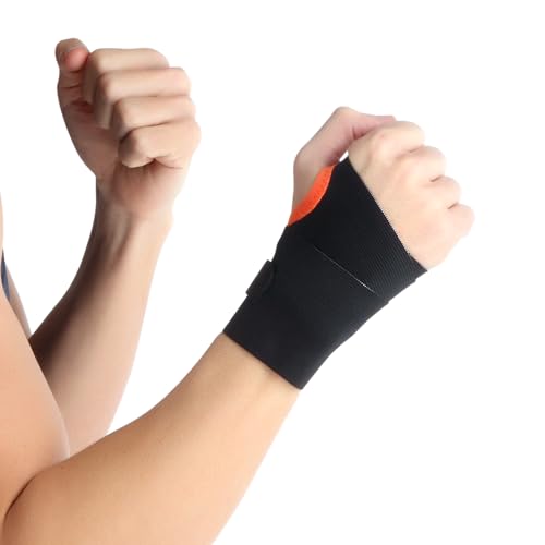 Image of Flamingo Cotton Wrist Support Brace With Thumb Loop | Pain Relief Carpal Tunnel Splint Wrap | Wrist Support For Sports Injuries, Fracture Support And Thumb Support | Black, Universal