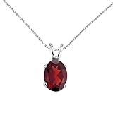 LXR 585 White Gold Oval Large 6x8 mm Garnet Pendant