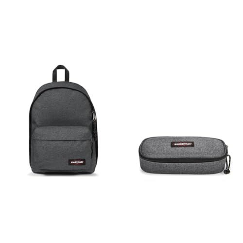 EASTPAK Out of Office Mochila, 44 cm, 27 L, Negro (Black Denim) & Oval Single Estuche, 22 cm, Gris (Black Denim)