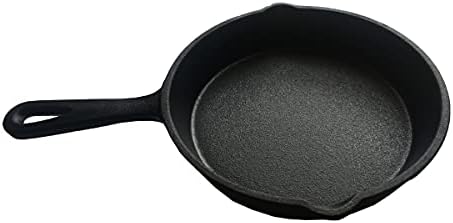 TEXAS CLUB Cast Iron Frying Pan with Metal Handle, 14cm Diameter