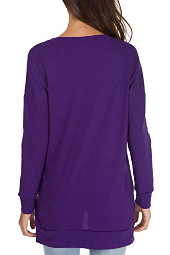 Image of levaca Women's Fall Long Sleeve Side Split Loose Blouses Casual Pullover Tunic Tops