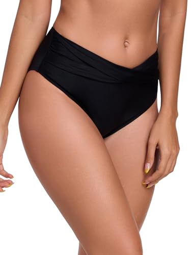 Ocean Blues Women's Twist Bikini Bottom Ruched Bathing Suit Bottom Mid Rise Swim Bottom3