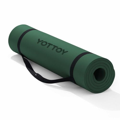 Image of YOTTOY Yoga Mat，Extra Thick Yoga Mat (1/2inch),Professional TPE Exercise Mat,Non-Slip Workout Mat for Yoga, Pilates, Fitness, Barefoot Workouts, Home Gym Studio with Strap