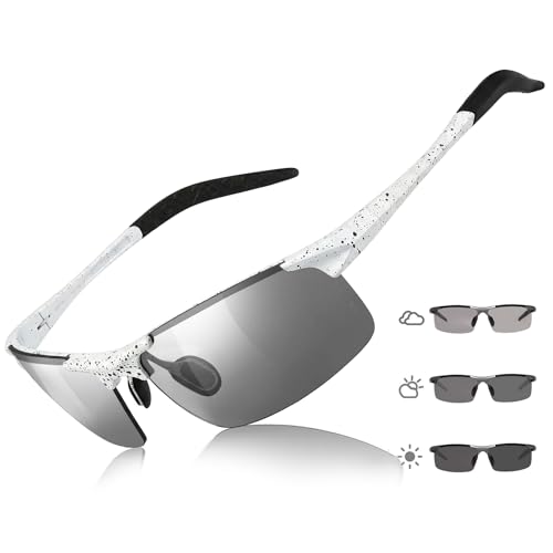 Image of TJUTR Mens Photochromic Sunglasses Day & Night Driving Z87 Sun Glasses Polarized UV400 Protection Safety Glasses