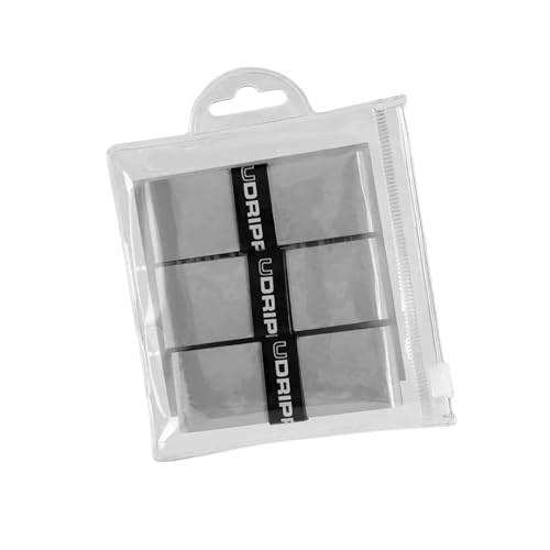 UDRIPPIN Pickleball Pro Tour Grips, Cushioned, Sweat-Resistant Overgrips for All Racquet Sports – High Tack, Moisture-Wicking Grip Tape for Enhanced Comfort & Control (Light Grey, 3-Pack)