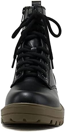 SODA Women Combat Army Military Motorcycle Riding Platform Lug Boots Side Zipper Firm-S Camel Black For-Green 10 | Image 2