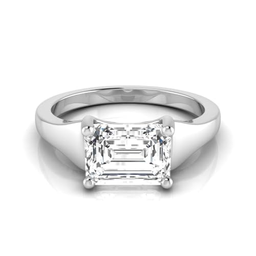 IGI Certified 2 Carat Emerald Cut East West Lab Grown Diamond (E, VVS2) 14K Gold Solitaire Engagement Ring For Womens2