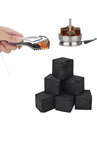 Premium Shisha Coconut Charcoal Coal for Hookah BBQ - 1 kg - 60 Pieces Nicotine Free with less 2.5% Ash