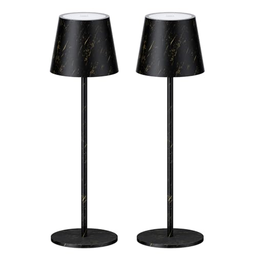 Klighten 2 Piezas LED Recargable Lámpara de escritorio Cobre con batería, Regulable Lámpara de mesa con USB-C Carga para Interiores y Exteriore, 3000K de Luz Cálida, Aluminio, Imperméable IP54