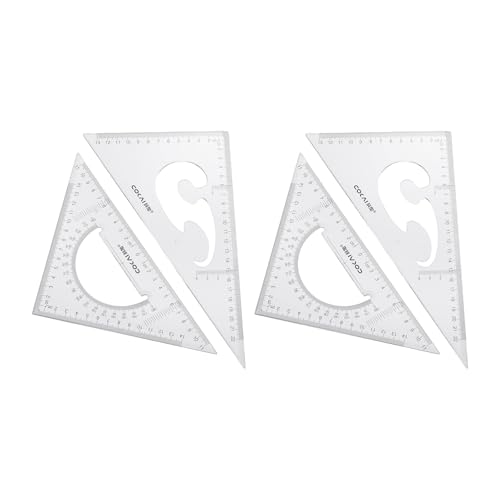 Image of sourcing map 2pcs Triangle Ruler Set 10" 25cm PP Clear Scale Hollow Ruler 30/60 and 25/90 Degree for Drafting Quilting Drawing Drafting Tool Classroom Office
