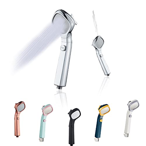 Premium Quality Pressurized Shower Head Handheld High Pressure Water Saving Showerheads with 4 Modes Support One-Touch Water Cut-Off Cover