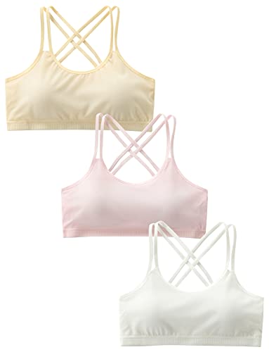 Happy Cherry Teens Girls Adjustable Training Bras Cotton Seamless Padded Lightable Sports Bra for Big Kids2