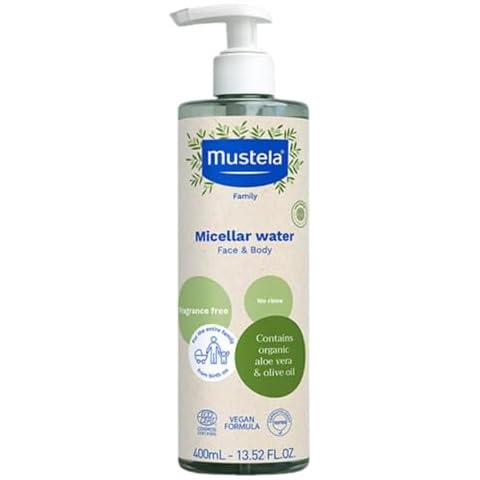 Mustela Certified Organic Micellar Cleansing Water -No-Rinse Natural Water Cleanser w/ Olive Oil & Aloe Vera - For Baby, Kid & Adult - Fragrance Free, EWG Verified & Vegan -13.5 oz-Packaging may vary Cover