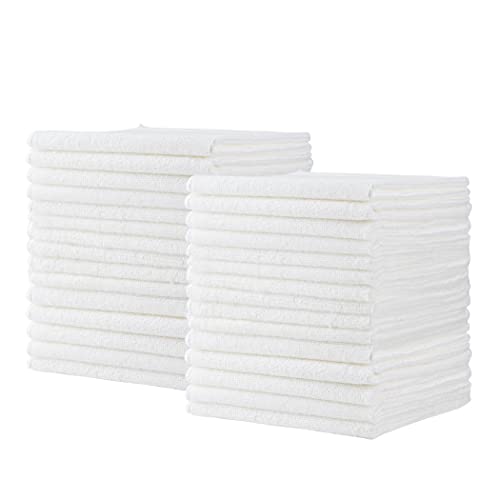 CARTMAN Microfiber Cleaning Cloths, 14 x 14 Inch, 30 Pack, Non-Abrasive, Reusable and Washable, All Purpose Cleaning Towels for Household, Car Washing, Drying & Auto Detailing, White