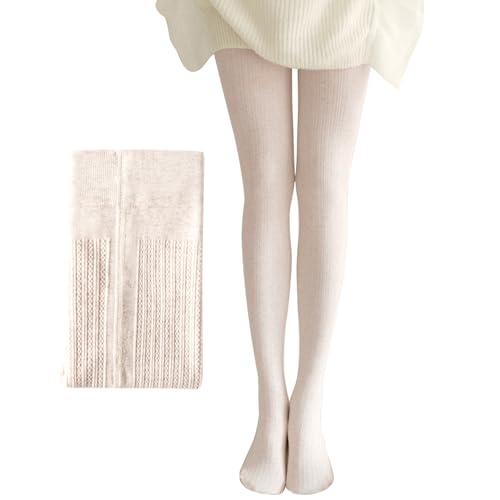 Cable Knit Tights with High Elastic Waist - Twisted Knitted Striped Cotton Thick Tights for Warm Autumn Winter4