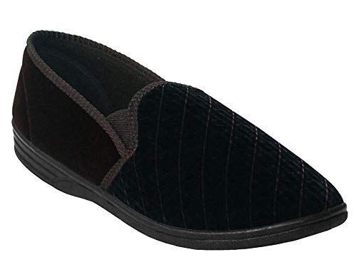 Zedzzz - Pantuflas de piel sintética para hombre, con doble refuerzo, elásticas, de terciopelo, color Marrón, talla 42 1/3 EU Cover