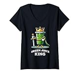 Womens Green Juice King Funny Healthy Food Drink V-Neck T-Shirt