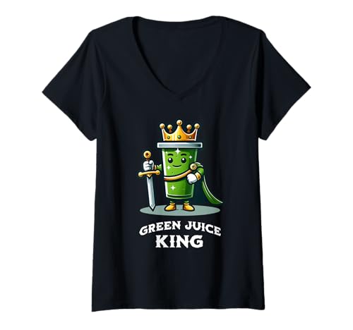 Womens Green Juice King Funny Healthy Food Drink V-Neck T-Shirt