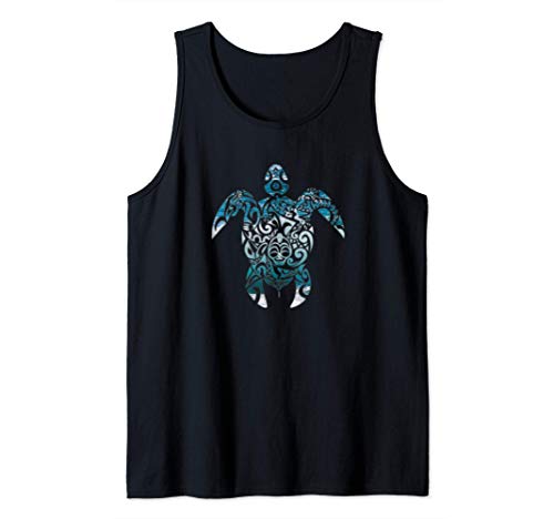 Tribal Turtle Hawaiian Polynesian Symbol Hawaii Ocean Wave Tank Top