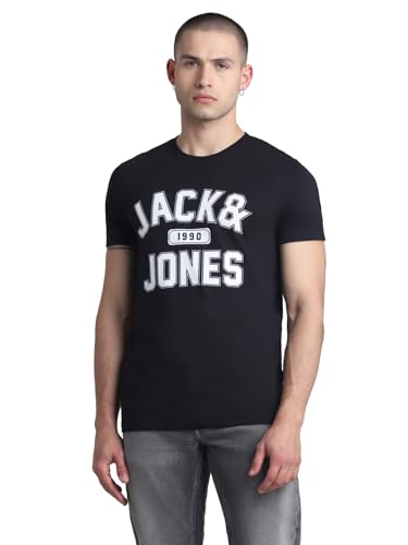 Image of Jack&Jones Men's Cotton Logo Print Slim Fit T-Shirt