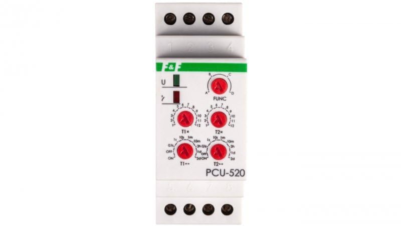 Zeitrelais 2P 8A 0,1sek-576h 24V AC/DC Multifunktion PCU-520-24V f&f 5908312595564