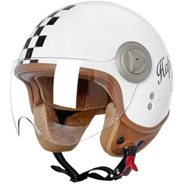 Kask motocyklowy dla dorosłych Harley, modny kask półotwarty z okularami ochronnymi YEMA, spełnia test bezpieczeństwa ruchu drogowego, aby skutecznie chronić głowę (biały)