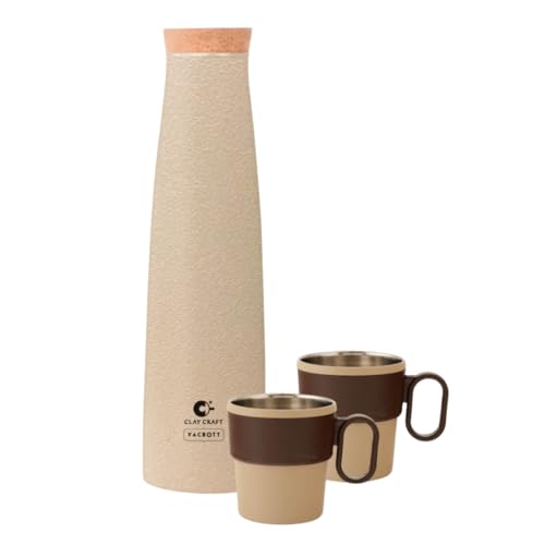 Image of Clay Craft Vacbott Crest Combo Set Single Walled Non Insulated Water Bottle, 900ml, with Single Walled Victor Mug Set of 2 (Beige) Steel Bottles for School, Office, Home, Gym, Rust free Steel Bottle