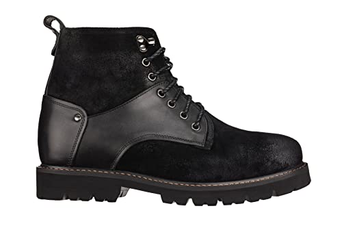 CALTO Men's Invisible Height Increasing Elevator Shoes - Black Nubuck Distressed Leather Round-Toe Lace-up Ankle Boots - 3.3 Inches Taller - K8701 - Size 7 D(M) US2