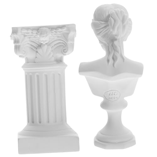 HOUDERCO Resin Roman Column and Goddess Character Statue Mythology Home Decor Sculpture for Desktop Bookshelf Office Lightweight and Stable Decorative Crafts