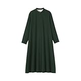 無印良品 婦人 両面起毛フランネルスタンドカラー長袖ワンピース レディース BC2NZA5A ダークグリーン 婦人XL