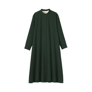 無印良品 婦人 両面起毛フランネルスタンドカラー長袖ワンピース レディース BC2NZA5A ダークグリーン 婦人XL" 