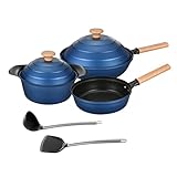 FEIGUO Ensemble de marmites antiadhésives, cuisinière à Induction en Fonte, Ensemble de casseroles de Cuisine, ustensiles de Cuisine