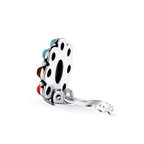 Southwestern Lapis Blue Turquoise Multicolor Cabochon Oval Large Gemstones Western Concho Clip On Earrings For Women Non Pierced Ears .925 Sterling Silver #TOP2