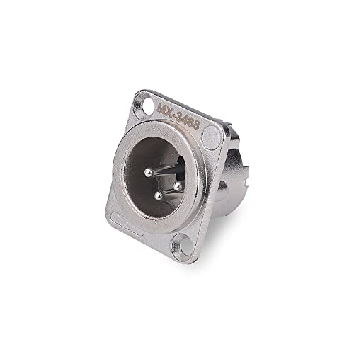 Image of MX 3 Pin XLR connector Microphone Connector pin Pure Copper Nickel Plated Pins1 for High Conductivity microphone cable connector PERENT (3 PIN PANEL MOUNTING silver, Pack of 4, Male Connector)