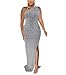 Silver Evening Gowns for Women Formal Elegant Sparkly One Shoulder Sleeveless High Split Dresses Sexy Party Club Prom Long Maxi Dress,11868-1 Silver_Large
