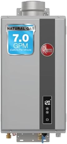 Rheem RTG-70DVLN-3 High Efficiency Non-Condensing Indoor Tankless Natural Gas Water Heater, 7.0 GPM