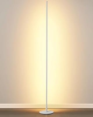 Modern Floor Lamp Led Standing Corner Lamp White Decor Contemporary Metal Floor Lamp for Living Room Bedrooms with Remote & Touch Control