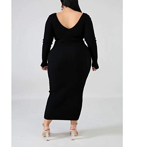 Image of Women's Plus Size Sexy Long Sleeve Maxi Sweater Off Shoulder Knit Dress | Warm Sweater, Casual,Party,Work,Date,Wedding,Cocktail,Nightclub,Clubwear,Cocktail,Daily Wear,Christmas Party Work.