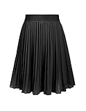 Hopeac Kids Girls Casual Mini Stretch Waist Flared Plain Pleated Skater Skirt Black