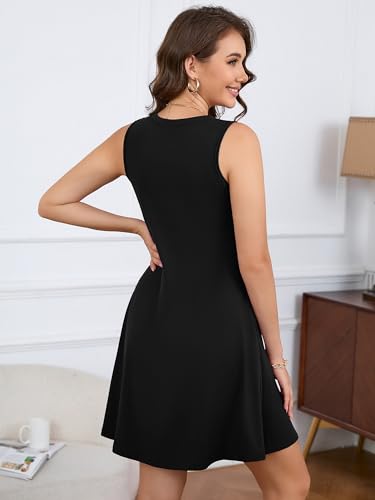 Image of KORSIS Tank Dress for Women Elegant T-Shirt Summer Soft Dresses Sleeveless Swing A Line Vacation Beach Sundress with Pockets