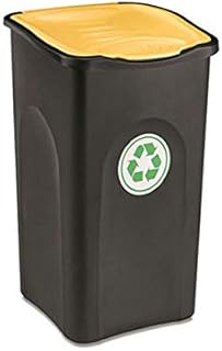 Stefanplast Ecogreen - Pattumiera con coperchio giallo, 50 l, 37 x 37 x 56 cm, colore: Nero