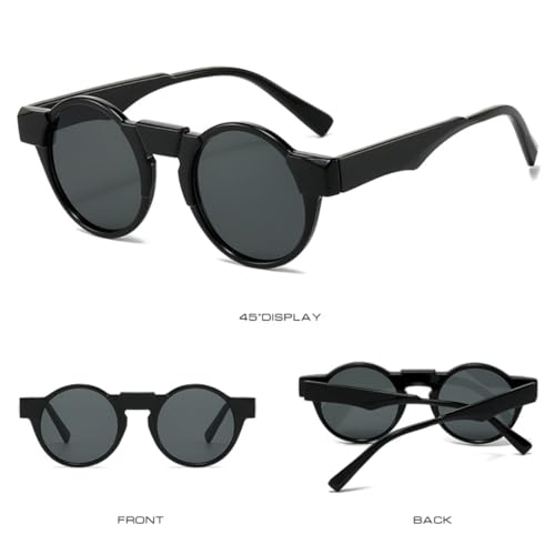 Fashion Small Round Steampunk Sunglasses Women Retro Clear Ocean Lens Shades Uv400 Luxury Men Punk4