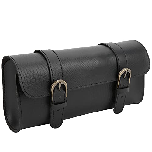 ERYUE Vintage PU Leather Bag Scooter Head Folding Handlebar Saddle Cycling Bag for All Black 1 Pack, for Cycling Enthusiasts and Commuters