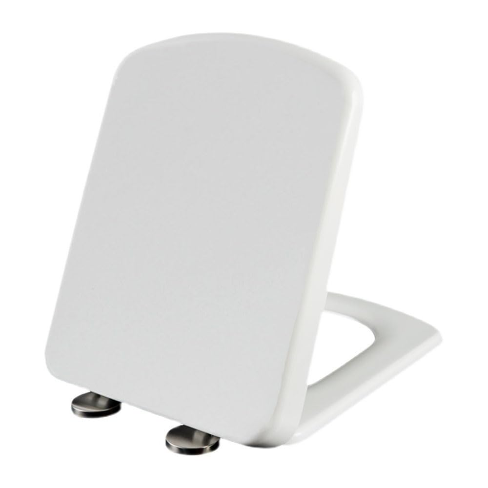 Giural Square Toilet Seat White, Soft Close, with Quick Release, Top Fixing Toilet Seats with 360° Adjustable Hinges, Bathroom Urea Formaldehyde Loo Seat,355 * 430mm